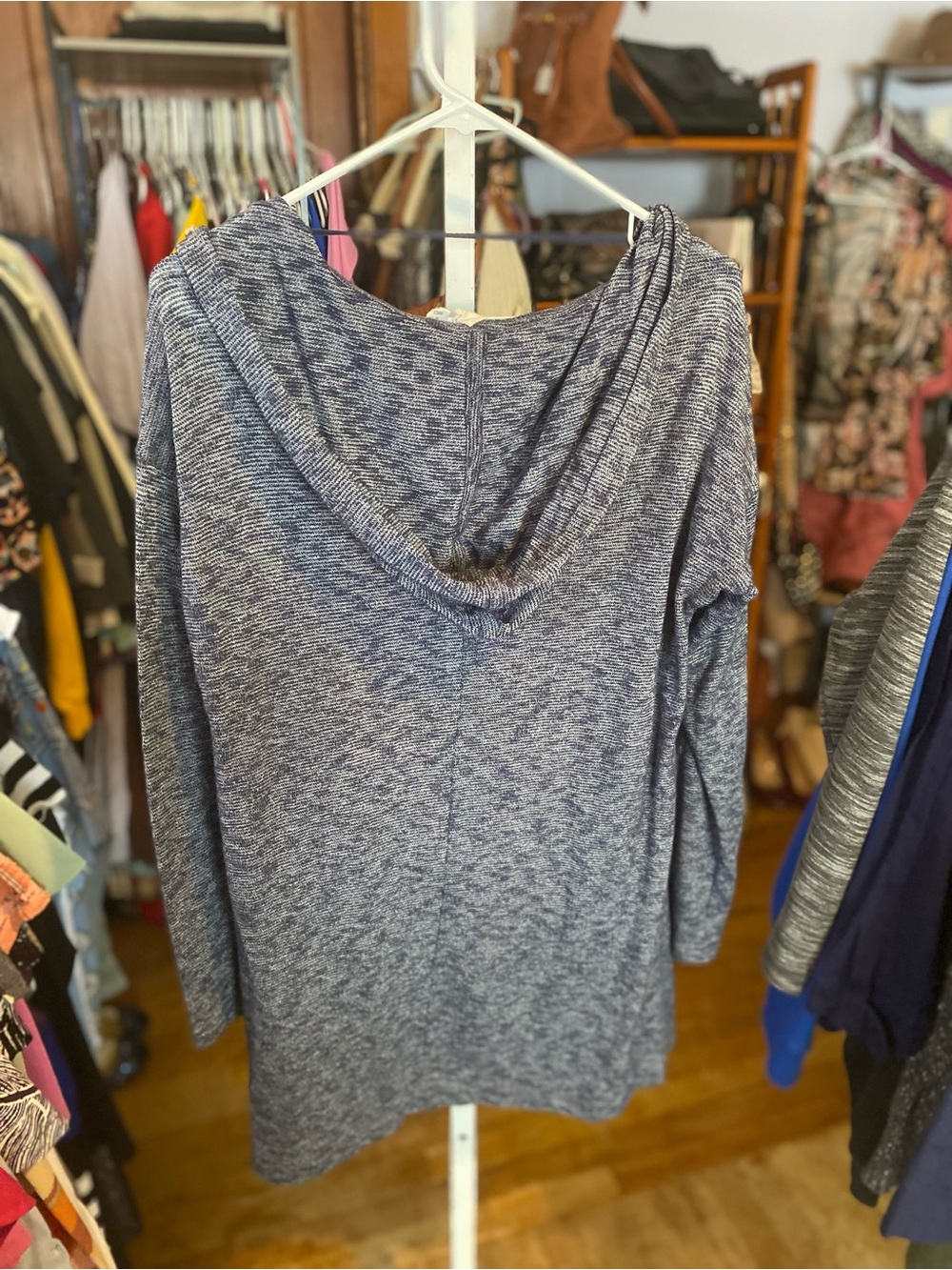 GAP Heathered Blue Open-Front Hooded Cardigan - Picture 7 of 7